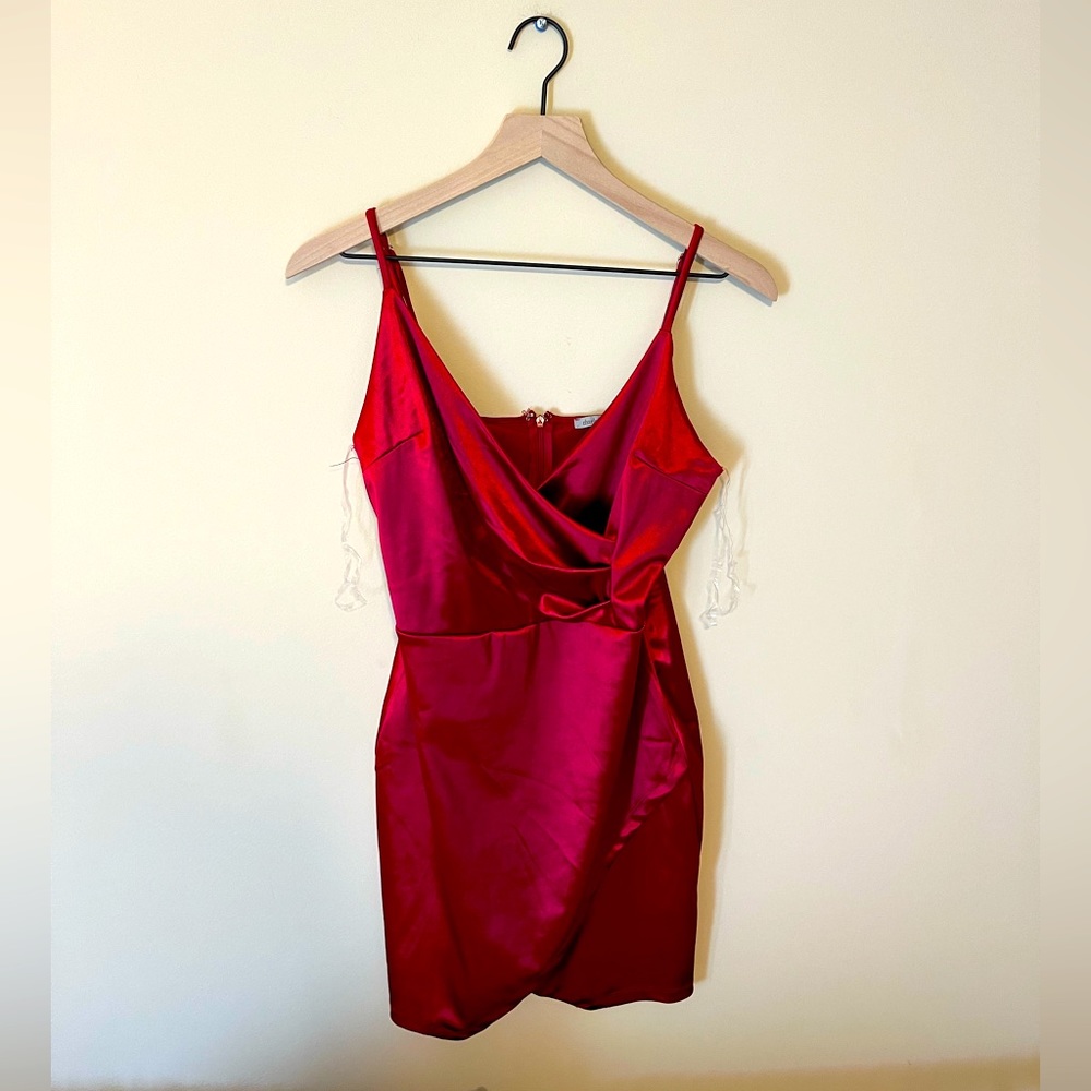 Charlotte Russe Red Satin Spaghetti Strap Dress M Medium New NWOT